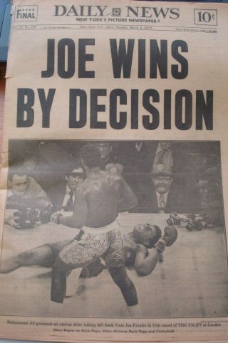 Muhammad Ali Vs Joe Frazier March 9,  1971 York Daily News Newspaper Complete