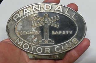 Vintage Randall Motor Club Service Safety License Plate Topper