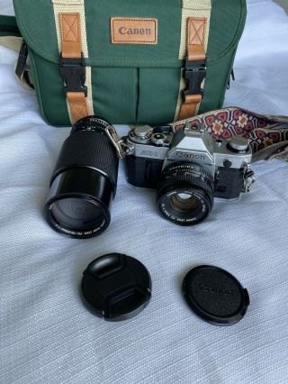 Vintage Canon Ae - 1 With 50mm Lens,  70 - 210mm Lens,  Camera Bag,  &more