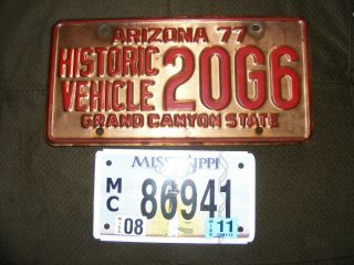 1977 Arizona Historic Vehicle Automobile Copper License Plate Orig And More