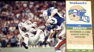 1988 “largent Revenge Game Hit” Denver Broncos Seattle Seahawks Nfl Ticket Stub