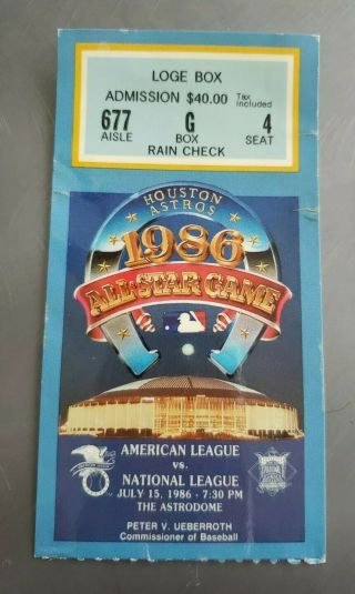 1986 Mlb Houston Astros All Star Game Ticket Stub American Vs National League