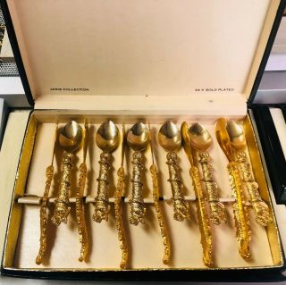 Vintage Janis 24k Gold Plated Demi Tasse Spoon Set (10oz)