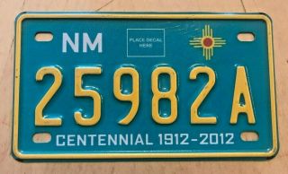 Mexico Centennial 1912 2012 Motorcycle Cycle License Plate " 25982 A " Nm
