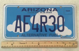 Arizona License Plate Alternative Fuel,  Blue Skies,  Af4r30 No Sticker