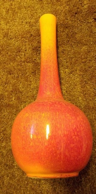 Vtg Royal Haeger 11 " Tall Vase Orange Red Fire Burst Art Pottery Mid Century Mod