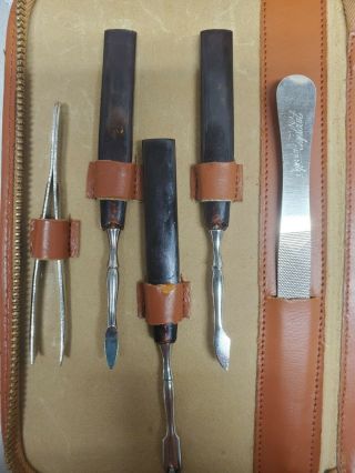 Vintage Germany Leather Case 8 piece Manicure/Pedicure Grooming Kit Set 3