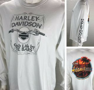 Harley Davidson Motorcycles White Long Sleeves Shirt Adamec Orange Park Fl Xl
