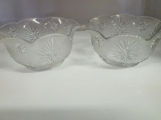 Vintage Pair Lamp Shades Clear Glass Star Pattern 7 3/4 " Fluted Opening 3.  5 " Tall