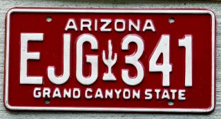 1989 Version Of The White On Maroon Arizona " Cactus " License Plate