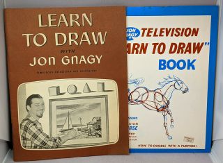 Vintage Learn To Draw With Jon Gnagy (2) Art Instruction Books - 1950 1975
