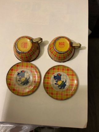 J Chein & Co Vintage Tin Children’s Tea Cups And Sausers