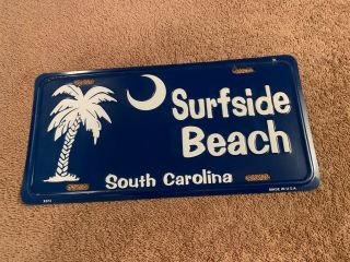 Vintage Surfside Beach Sc Booster License Plate Tag Topper South Carolina