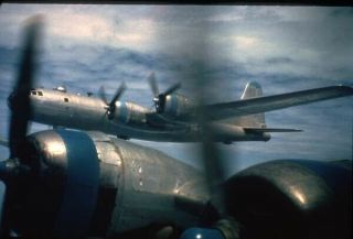 Usaaf B - 29 Superfortress In Formation Pacific 1945 1 Color Slide No Photo