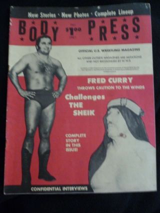 Detroit Body Press Wrestling Program 1970s Sheik Curry Brooks Schmidt Firpo