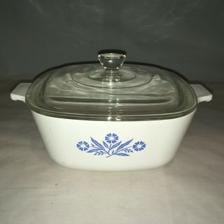 Vintage Corning Ware Cornflower Blue 1.  5 Qt Casserole Dish P - 1 1/2 - B W Glass Lid