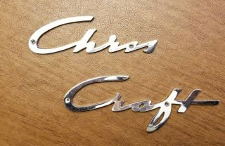 Antique Chris Craft Wood Runabout Boat Emblems W Good Chrome Pre War Ii