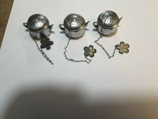 3 Vintage Occupied Japan Miniature Tea Pot Steeper Strainer