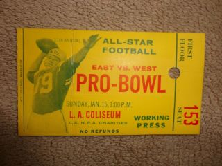1961 Pro Bowl Nfl Football Ticket Stub