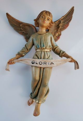 Vintage 7 1/2” Scale Nativity Gloria Angel Made In Italy Manger Scene