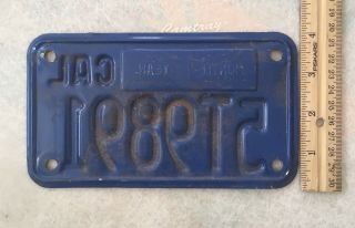 California Vintage Motorcycle Blue/Yellow License Plate 5T9891 Jul Sticker 2