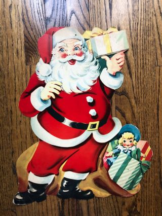 Vintage Large Cardboard Santa Die - Cut