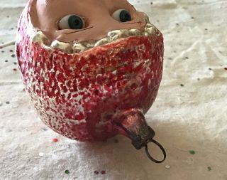 Antique German Mercury Glass Doll Face Christmas Ornament Little Red Riding Hood 3