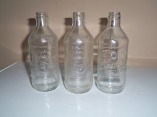 3 Vintage Soda Pepsi Cola 10 Oz Bottle Clear Glass 1970 W/pepsi Emboss Pebbled