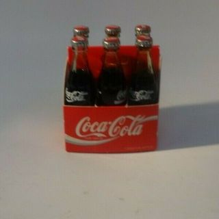 Vintage 1992 Miniature Coca - Cola Coke Contour Glass Bottles 6 Pack