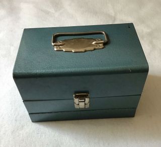 Vintage Logan Deluxe Blue Metal Film Movie Reel Case Box Holder 12 - Slot 8mm