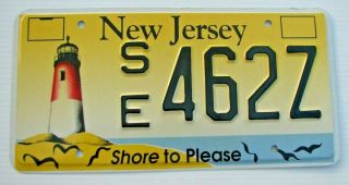 Jersey License Plate " Se 462 Z " Nj Lighthouse Ocean Beach Shore To Please