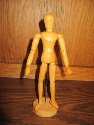 Vintage 8 " Wooden Human Doll Figure; Artist Model Mannequin Manikin; Jointed