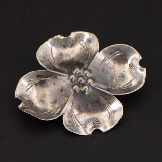 Vtg Sterling Silver - Stuart Nye Dogwood Flower Floral Brooch Pin - 2g