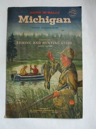 Vintage Rand Mcnally Michigan Map Road Atlas Hunting Fishing Mackinaw Bridge