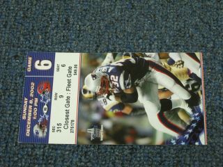 Dec 8,  2002 England Patriots Vs Buffalo Bills Game 6 Ticket