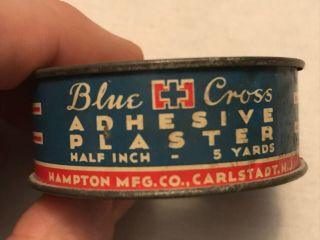 Blue Cross Vintage Adhesive Plaster Tin,  Hampton Mfg.  Carlstadt,  N.  J.