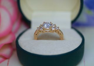 Antique Deco Jewellery Gold Ring White Sapphires Vintage Jewelry R 9