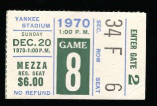December 20,  1970 York Giants Vs Los Angeles Rams Ticket Stub 31 - 3 La