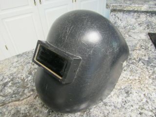 Vintage Welding Helmet Hood Mask Shield Molded Gray Fiberglass