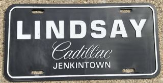 Vintage Lindsay Cadillac Thick Plastic Dealership Tag Jenkintown Pa