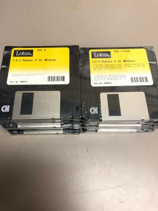 Oem Lotus 1 - 2 - 3 Release 4 Windows On 3.  5 " Floppy Disks Discs Vintage Software
