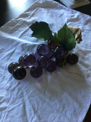Vintage Lucite Acrylic Grape Cluster Purple Mid Century Retro 11” X 8”