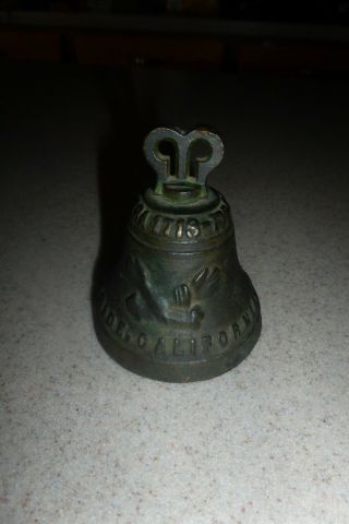 Antique Mission Inn Riverside California Bronze Miniature Bell Great Patina