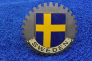Vintage Sweden Swedish Crest Grille Badge License Topper Fits Saab Volvo