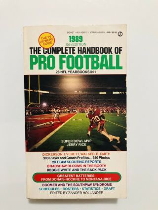 1989 The Complete Handbook Of Pro Football Paperback Book Jerry Rice Cover Mvp