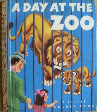 Vintage Little Golden Book A Day At The Zoo 1st Printing 42 Pages