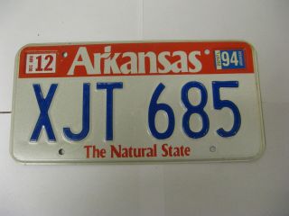 1994 94 Arkansas Ar License Plate Xjt 685 Natural Sticker