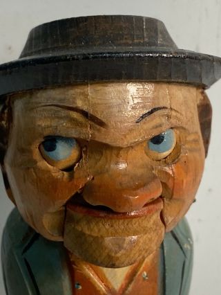 Vintage Hand Carved Mechanical Bottle Stopper/Cork,  Man Mouth Opens 2