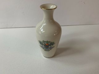 Vintage Lenox China Autumn Bud Vase Usa 7 1/4 " Tall Gold Trim Cond