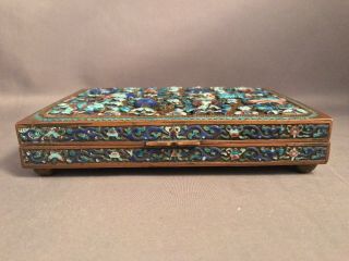 Antique Chinese Bronze And Jade Stone Or Cloisonné Enamel Box.  Stamped China